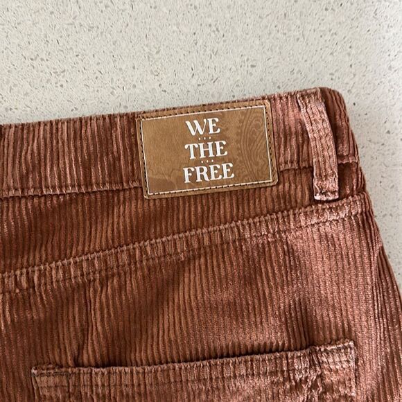 NWT Free People Brown Pax Slim Corduroy Boyfriend Jeans 32 MidRise Straight Pant - Picture 8 of 13
